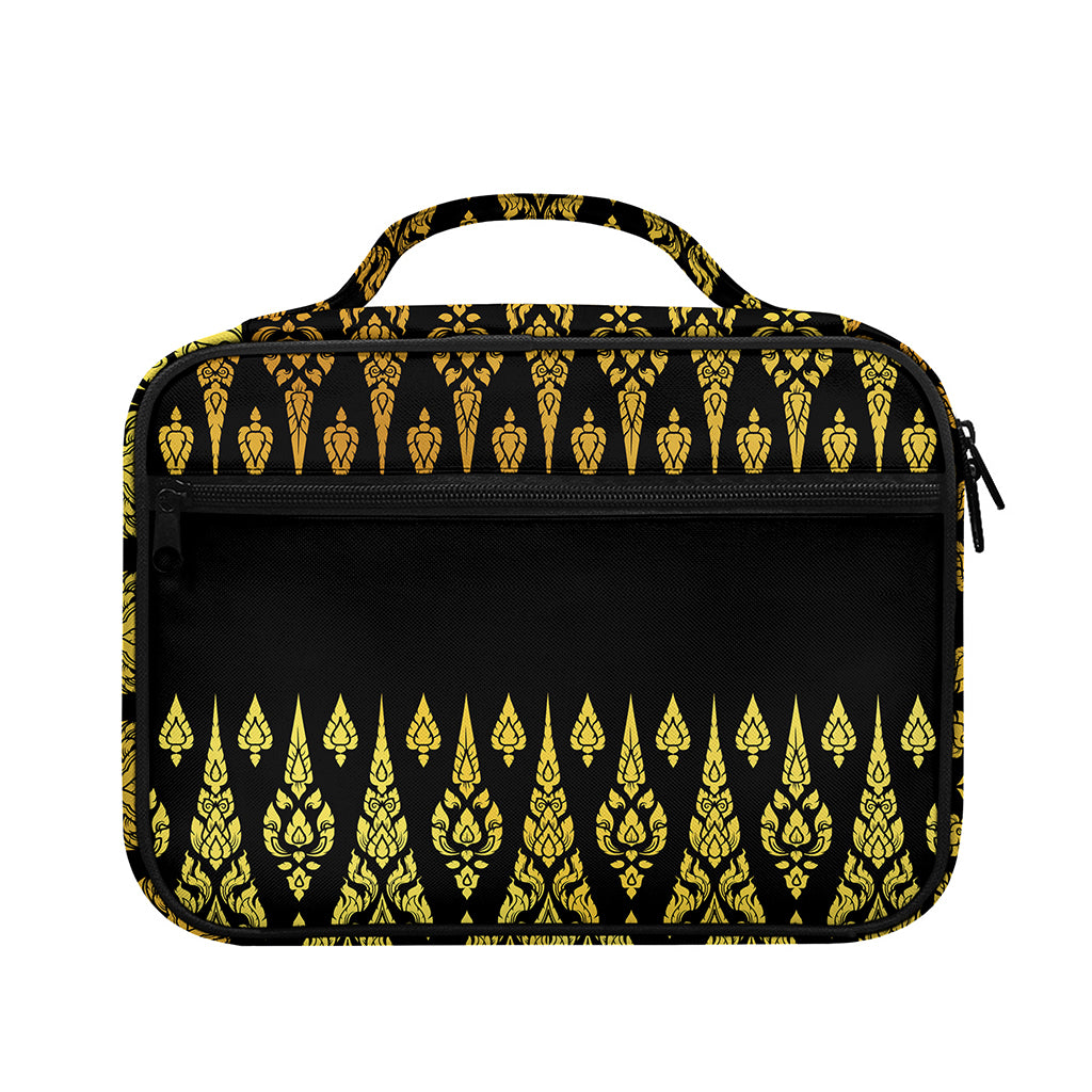 Gold And Black Thai Pattern Print Briefcase Bible Bag