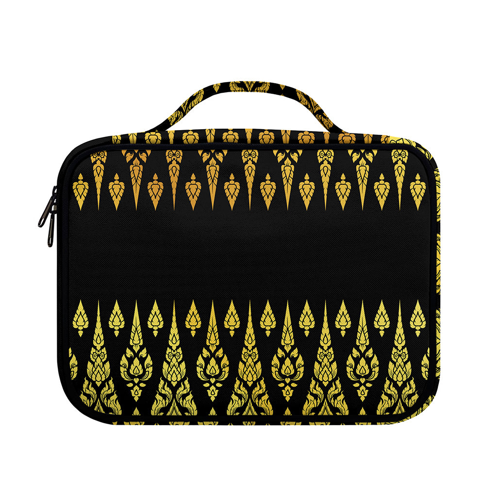Gold And Black Thai Pattern Print Briefcase Bible Bag
