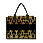 Gold And Black Thai Pattern Print Canvas Tote Bag