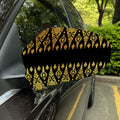 Gold And Black Thai Pattern Print Car Side Mirror Covers