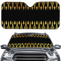 Gold And Black Thai Pattern Print Car Windshield Sun Shade