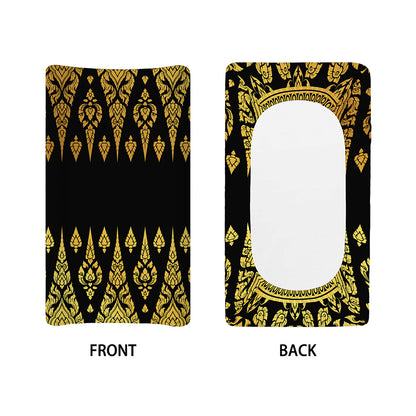 Gold And Black Thai Pattern Print Changing Pad Cover