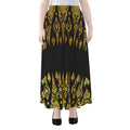 Gold And Black Thai Pattern Print Chiffon Maxi Skirt