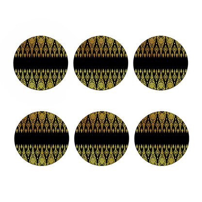 Gold And Black Thai Pattern Print Coaster Set