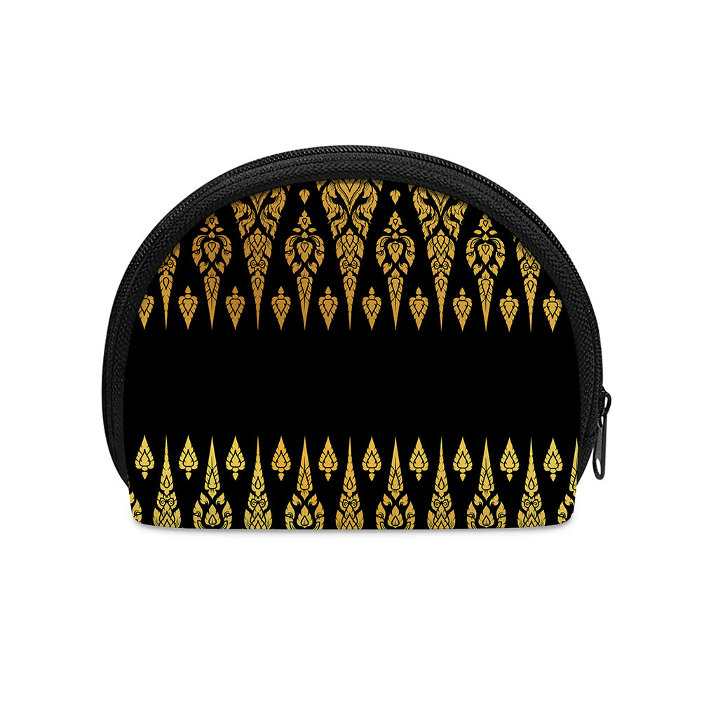 Gold And Black Thai Pattern Print Coin Purse