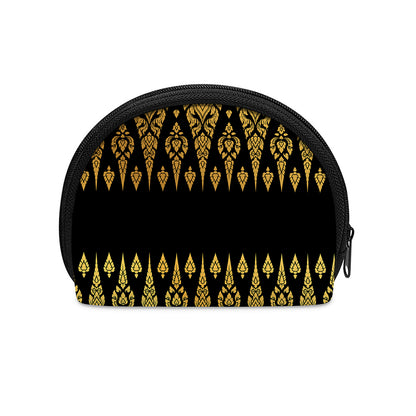 Gold And Black Thai Pattern Print Coin Purse