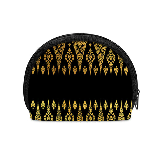 Gold And Black Thai Pattern Print Coin Purse