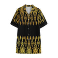 Gold And Black Thai Pattern Print Cotton Hawaiian Shirt
