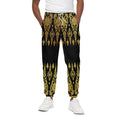 Gold And Black Thai Pattern Print Cotton Sweatpants