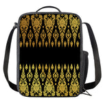 Gold And Black Thai Pattern Print Crossbody Lunch Bag