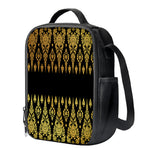 Gold And Black Thai Pattern Print Crossbody Lunch Bag