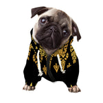 Gold And Black Thai Pattern Print Dog Zip Up Hoodie