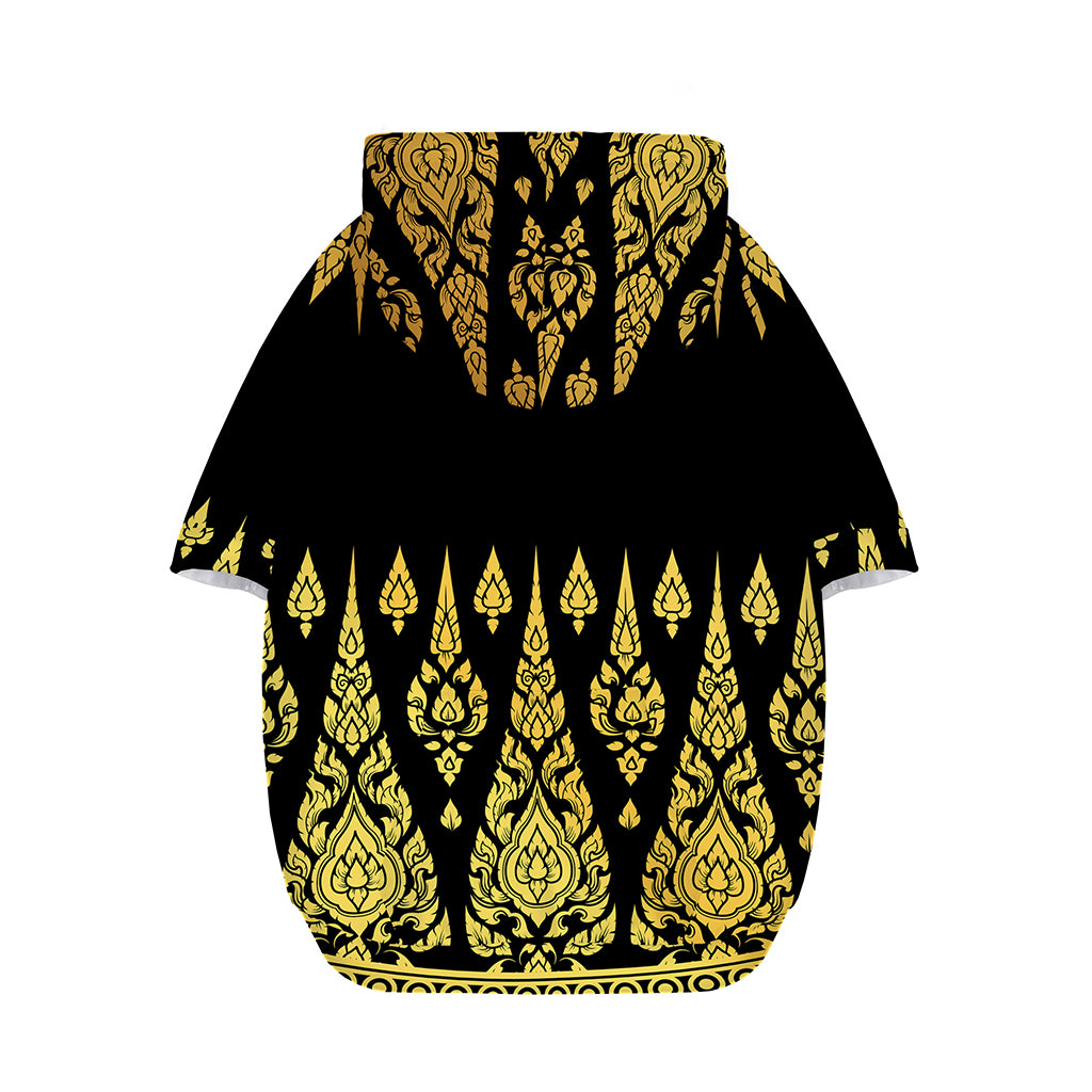 Gold And Black Thai Pattern Print Dog Zip Up Hoodie