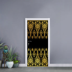 Gold And Black Thai Pattern Print Door Sticker