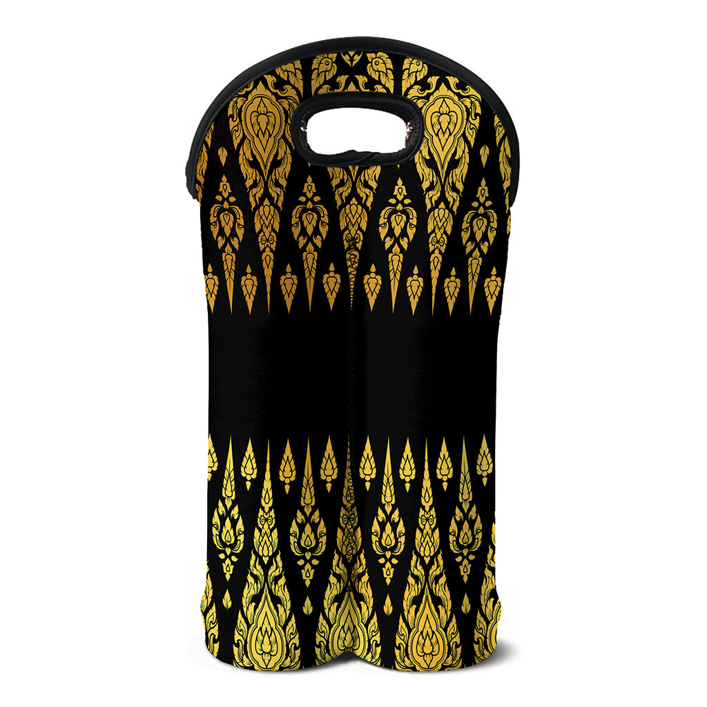 Gold And Black Thai Pattern Print Double Neoprene Wine Tote