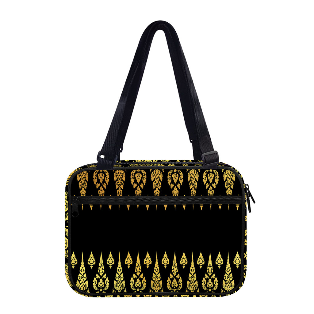 Gold And Black Thai Pattern Print Double Strap Bible Bag