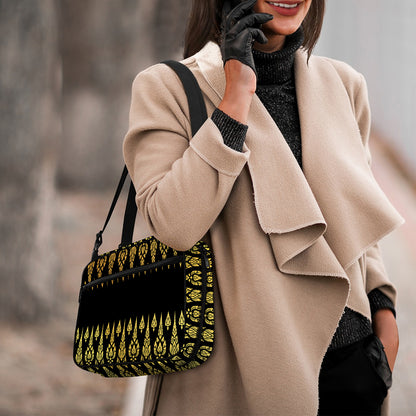Gold And Black Thai Pattern Print Double Strap Bible Bag