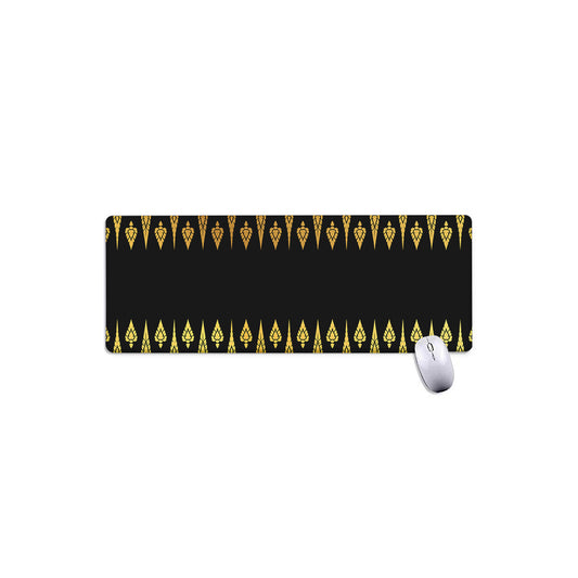Gold And Black Thai Pattern Print Extended Mouse Pad