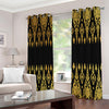 Gold And Black Thai Pattern Print Extra Wide Grommet Curtains