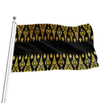 Gold And Black Thai Pattern Print Flag