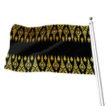 Gold And Black Thai Pattern Print Flag