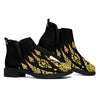 Gold And Black Thai Pattern Print Flat Ankle Boots