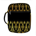 Gold And Black Thai Pattern Print Front Pocket Bible Bag