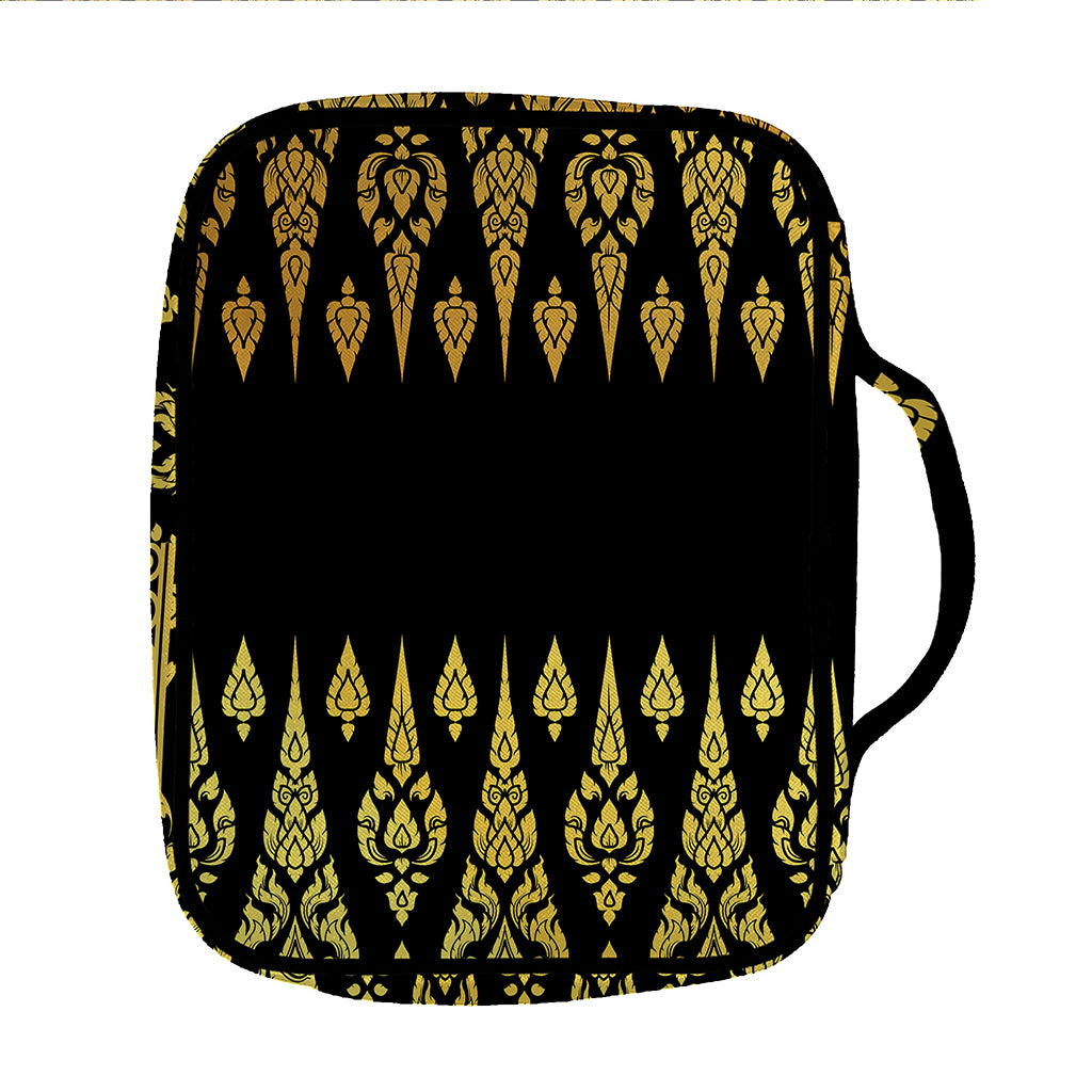 Gold And Black Thai Pattern Print Front Pocket Bible Bag