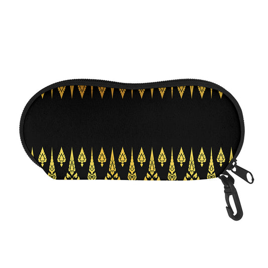 Gold And Black Thai Pattern Print Glasses Case