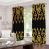 Gold And Black Thai Pattern Print Grommet Curtains