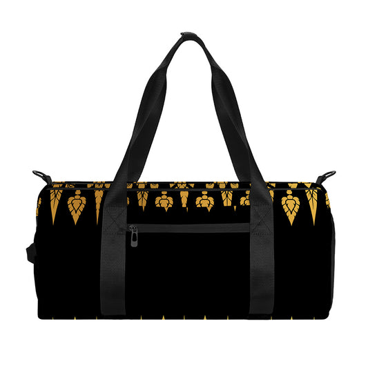 Gold And Black Thai Pattern Print Gym Bag