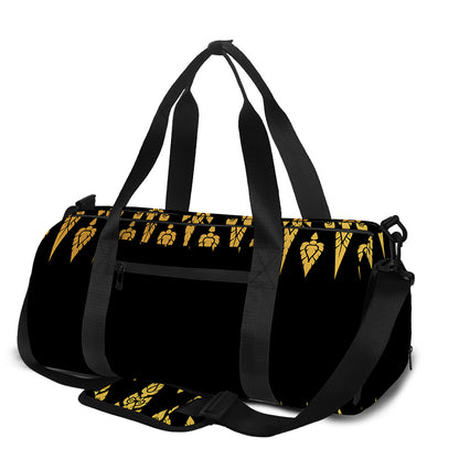Gold And Black Thai Pattern Print Gym Bag