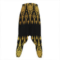 Gold And Black Thai Pattern Print Hammer Pants