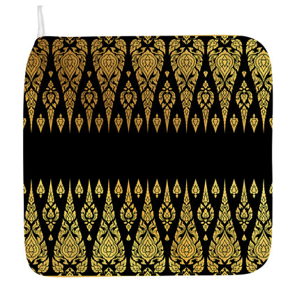 Gold And Black Thai Pattern Print Hand Towel