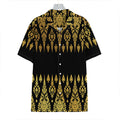 Gold And Black Thai Pattern Print Hawaiian Shirt