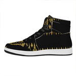 Gold And Black Thai Pattern Print High Top Leather Sneakers