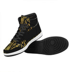 Gold And Black Thai Pattern Print High Top Leather Sneakers