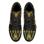 Gold And Black Thai Pattern Print High Top Leather Sneakers