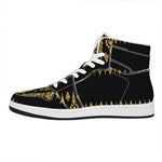Gold And Black Thai Pattern Print High Top Leather Sneakers