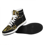 Gold And Black Thai Pattern Print High Top Leather Sneakers