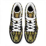 Gold And Black Thai Pattern Print High Top Leather Sneakers