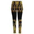 Gold And Black Thai Pattern Print High-Waisted Pocket Leggings