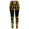 Gold And Black Thai Pattern Print High-Waisted Pocket Leggings