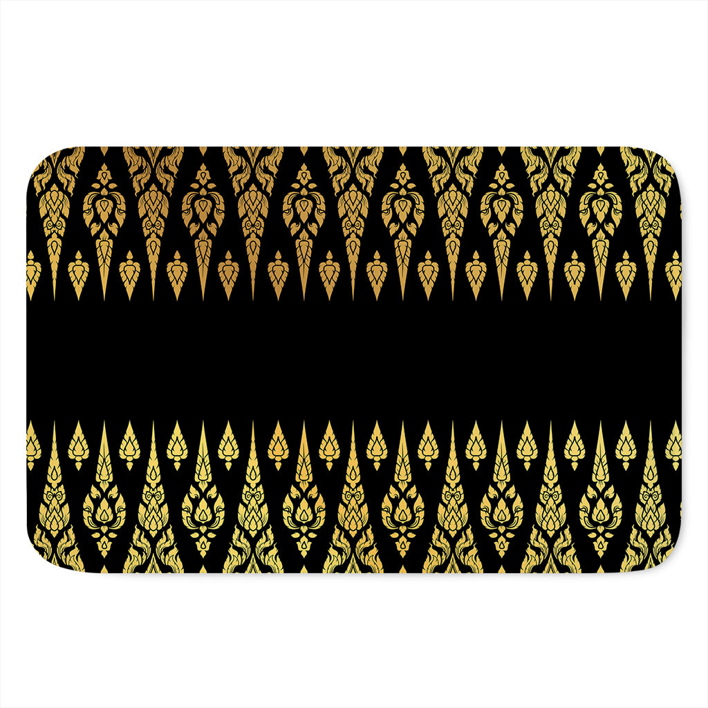 Gold And Black Thai Pattern Print Indoor Door Mat