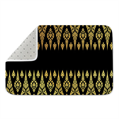 Gold And Black Thai Pattern Print Indoor Door Mat