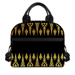 Gold And Black Thai Pattern Print Insulated Lunch Bag
