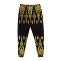 Gold And Black Thai Pattern Print Jogger Pants