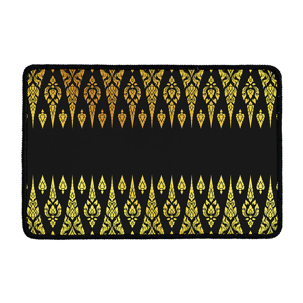 Gold And Black Thai Pattern Print Kitchen Mat