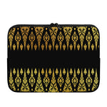 Gold And Black Thai Pattern Print Laptop Sleeve