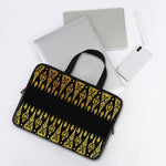 Gold And Black Thai Pattern Print Laptop Sleeve With Handle